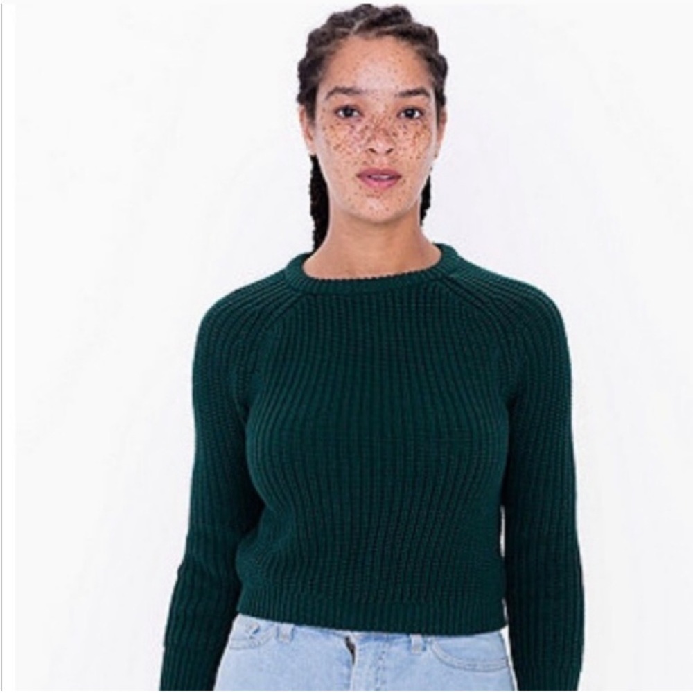 Pine green cropped American apparel fisherman knit